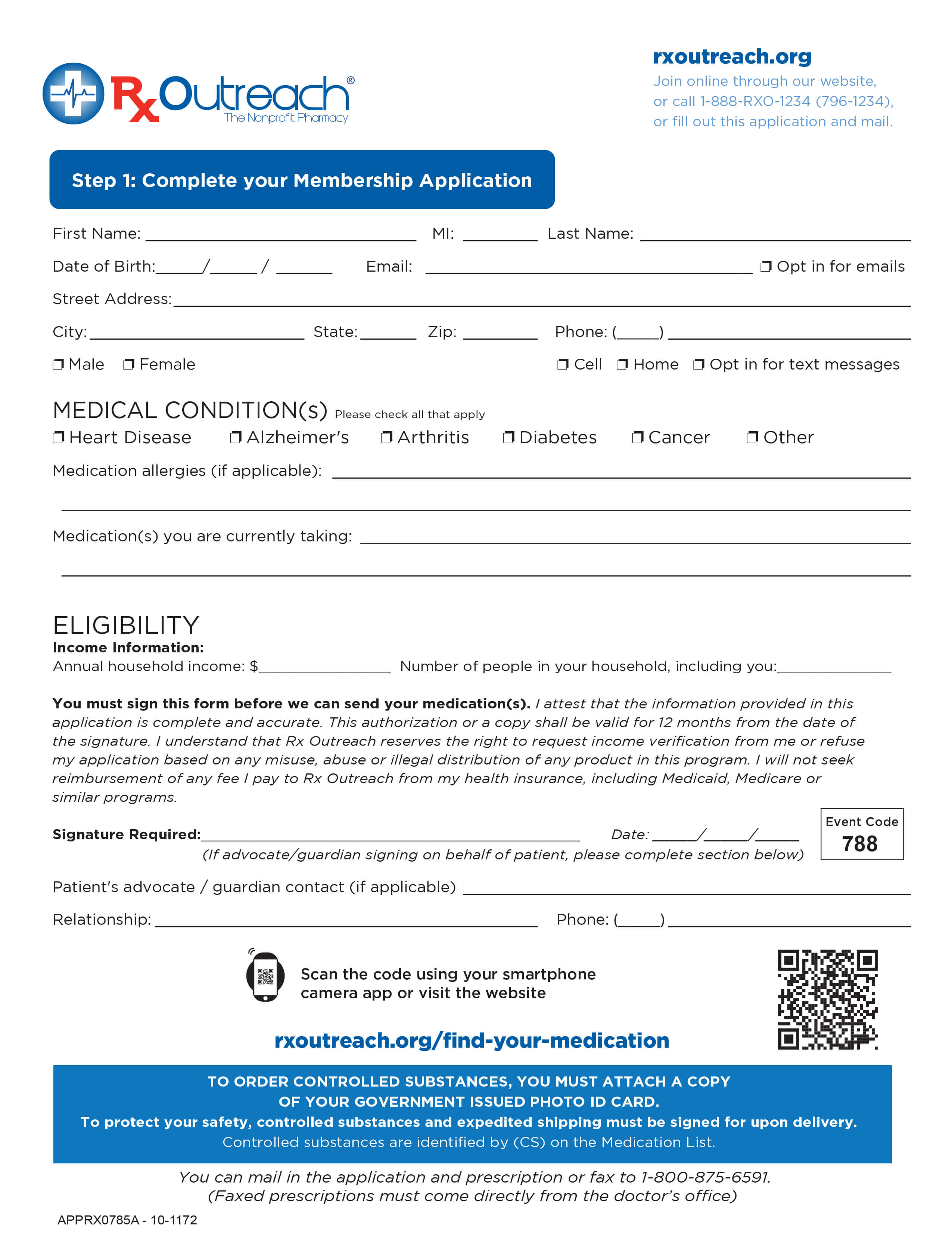 Rx Outreach Membership Application, Prescription Order Form, and OTC Order Form 12 copy