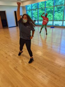 Cathyrn shows her moves during the zumba class